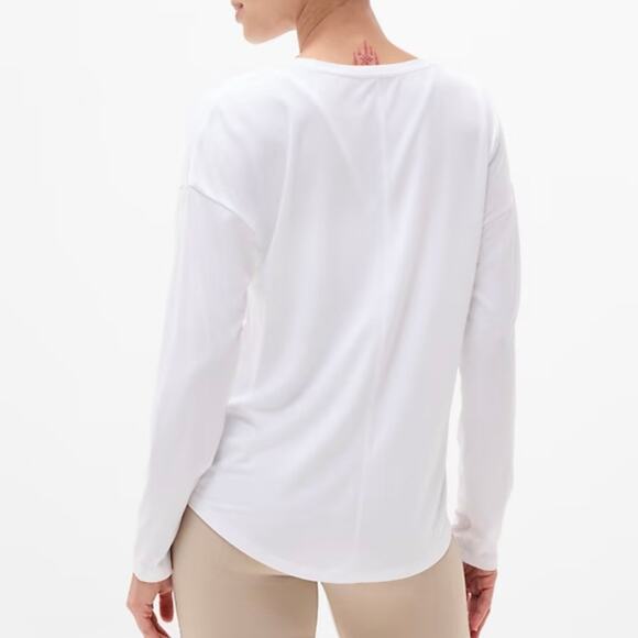 ATHLETA Move With Ease Top Bright White XS Long Sleeve Tee Lightweight Relaxed - Picture 5 of 8